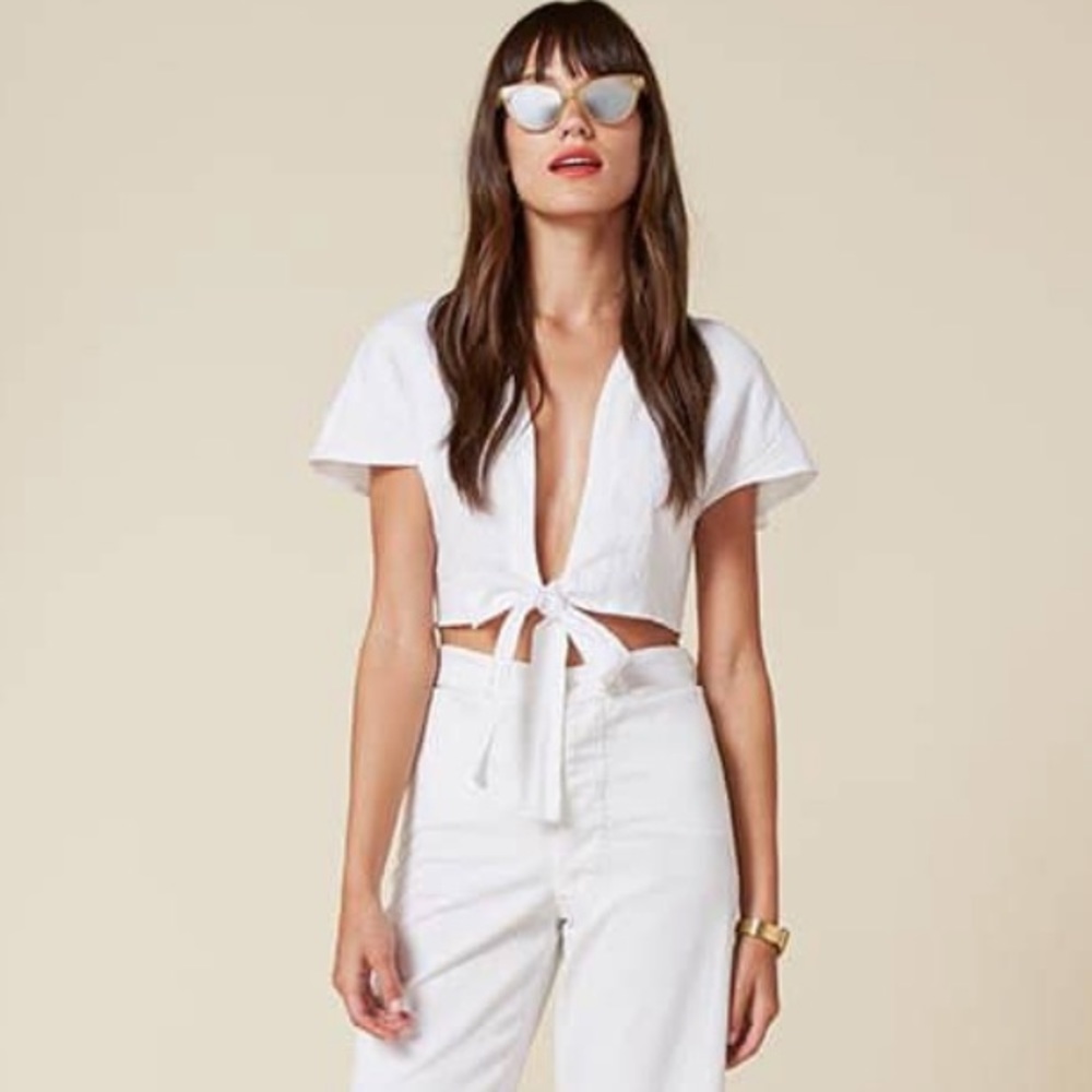 REFORMATION Seville Top — White
